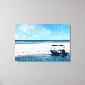 Impressão Em Tela Coastal Boat Wall Art Minimalist Ocean Blue