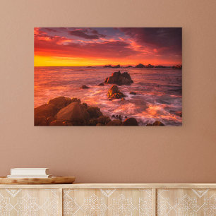 Impressão Em Tela Coastline   Sunset Pacific Grove Carmel California