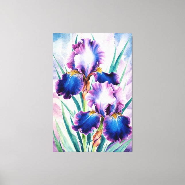 Impressão Em Tela *~* Cobalt Iris Flower Artsy Iris Painting AP84 (Frente)