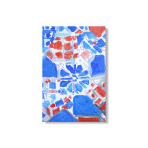 Cobalto & Coral Expressionista Abstrato Geométrico