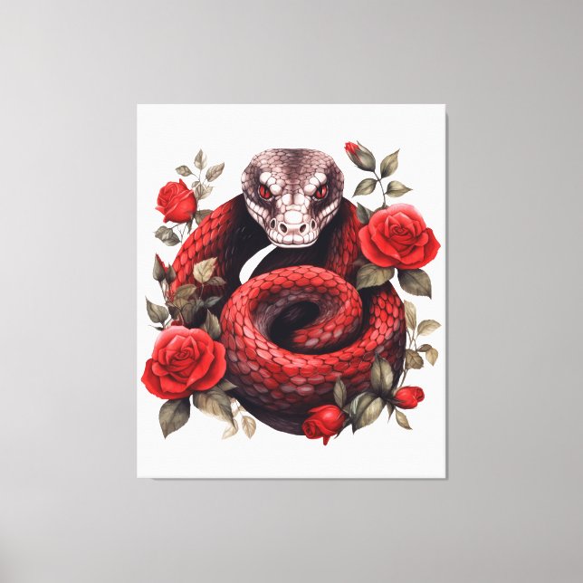 Impressão Em Tela Cobra amarrado em Rosas (Frente)