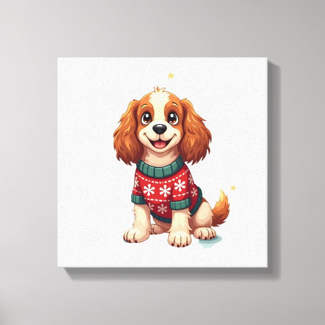 Impressão Em Tela Cocker Spaniel Floco de Neve Brilho (Frente)