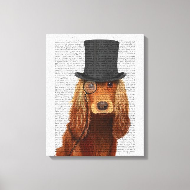 Impressão Em Tela Cocker Spaniel, Formal Hound e Chapéu (Frente)