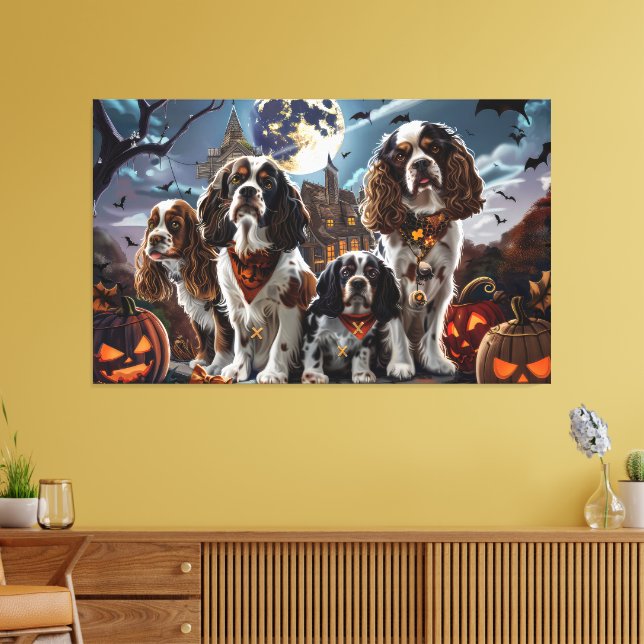 Impressão Em Tela Cocker Spaniel Halloween Spooky (Insitu(Sala de estar))