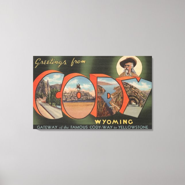 Impressão Em Tela Cody, WyomingLarge - Letra ScenesCody, WY (Frente)
