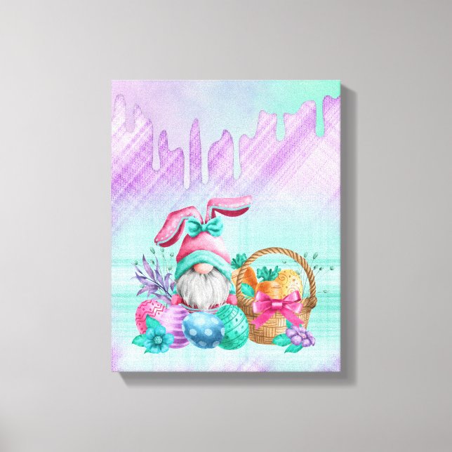 Impressão Em Tela Coelhinho De Páscoa Com Ovos De Cesta (Frente)