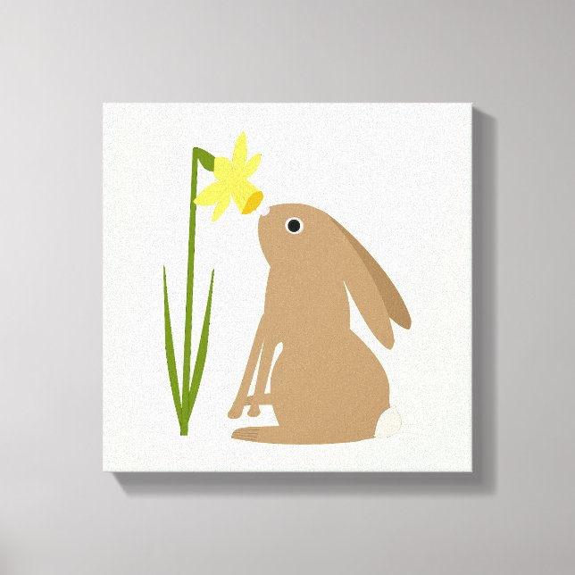 Impressão Em Tela Coelho Coelho da Páscoa e flor de Daffodilo (Frente)