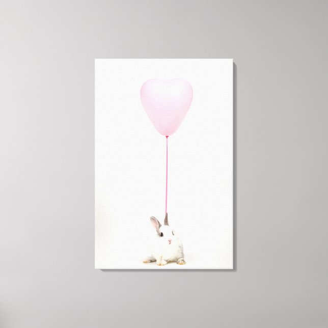 Impressão Em Tela Coelho com balão cor-de-rosa (Frente)