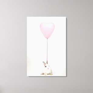 Impressão Em Tela Coelho com balão cor-de-rosa