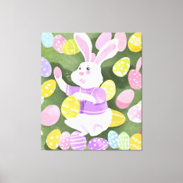 Impressão Em Tela coelho com ovos de Páscoa