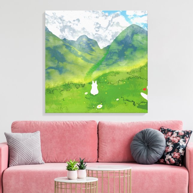 Impressão Em Tela Coelho Fofo em Mountain View (Insitu(Sala de estar))