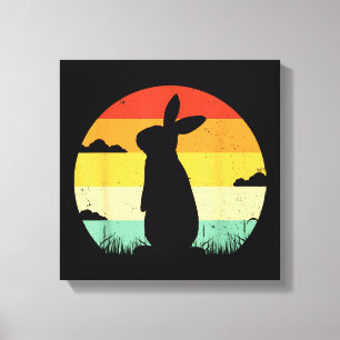 Impressão Em Tela Coelho Retro Estilo Vintage 80s Estilo Bunny Lover