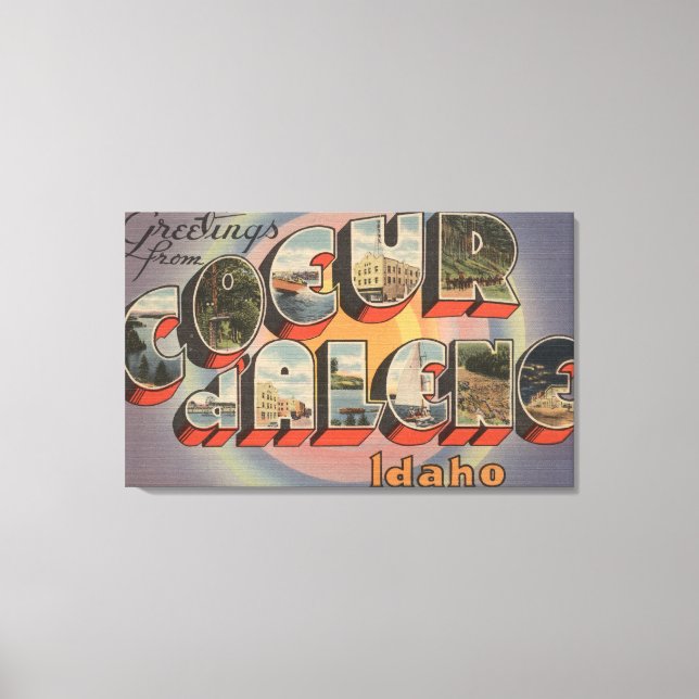 Impressão Em Tela Coeur d'Alene, Idaho - Cenas com Letras Grandes (Frente)