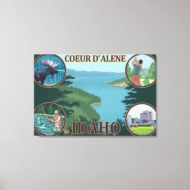 Impressão Em Tela Coeur D'Alene, Poster de viagens de IdahoScenic (Frente)