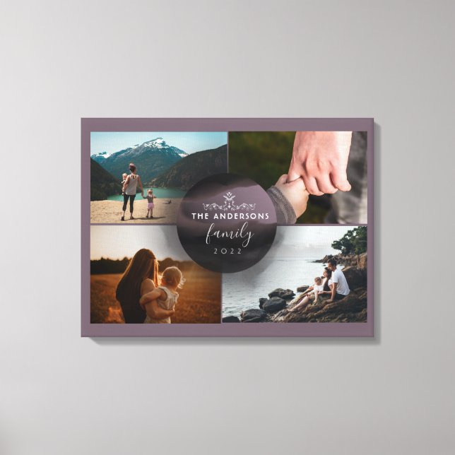 Impressão Em Tela Colagem de 4 Fotos Ornamentais Chic Mauve (Frente)