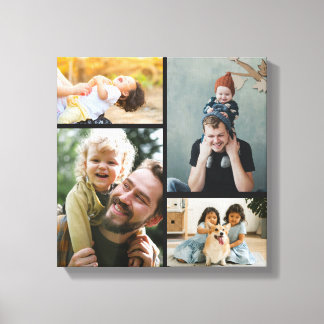 Impressão Em Tela Colagem de 4 fotos personalizada - Fundo branco