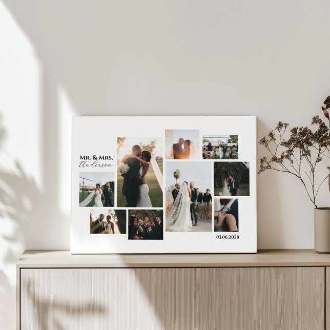 Impressão Em Tela Colagem de Casamento de 9 Fotos Personalizada Mini (Criador carregado)