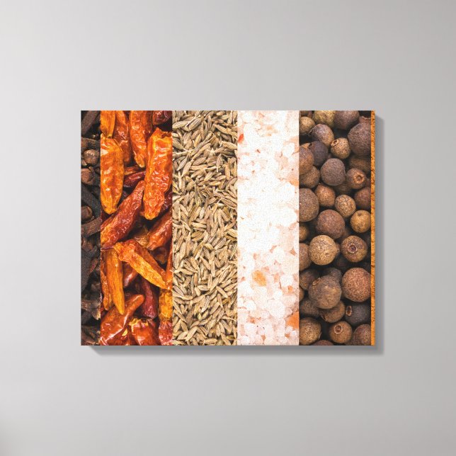 Impressão Em Tela Colagem de especiarias e ingredientes de comida (Frente)