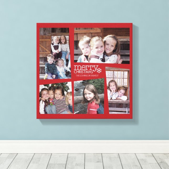 Impressão Em Tela Colagem de Feriados de 5 Fotos Retro Joy and Peace (Insitu(piso de madeira))