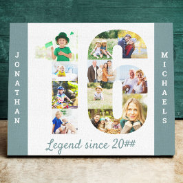 Impressão Em Tela Colagem de Fotografias definida no Número 16 Perso