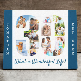 Impressão Em Tela Colagem de Fotografias definida no Número 30 Azul 