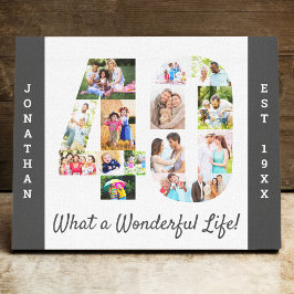 Impressão Em Tela Colagem de Fotografias definida no Número 40 Cinza