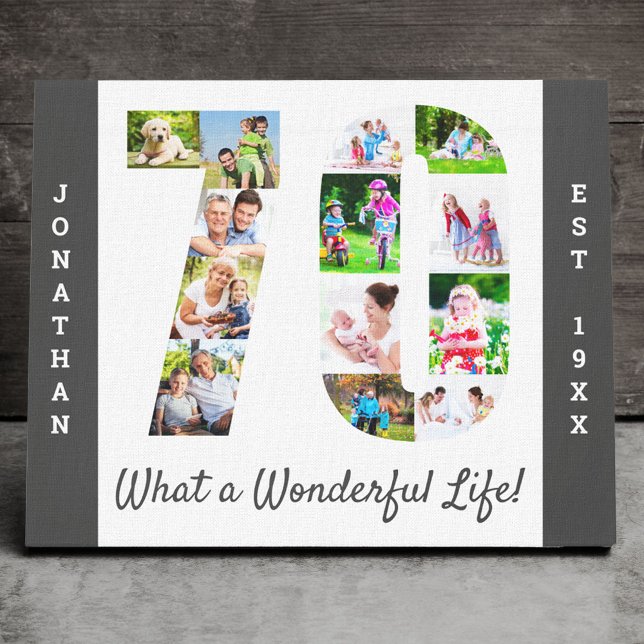 Impressão Em Tela Colagem de Fotografias definida no Número 70 Cinza (Criador carregado)