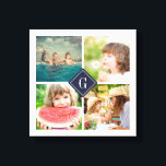 Impressão Em Tela Colagem de Fotografias do Monograma do marinho<br><div class="desc">Poster personalizado com monograma personalizado e colagem quadrada de 4 fotos que fazem fronteira com seu monograma ou outro texto personalizado em um quadro de diamante. Clique em Personalizar para alterar texto, fontes e cores para criar um design exclusivo. Um presente perfeito para a família, amigos, casais, pais e avós...</div>