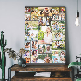 Impressão Em Tela Colagem de Fotografias Familiares 31 Cinzas Escura