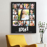 Impressão Em Tela Colagem de Fotografias K-12 Moderna Negra Negra<br><div class="desc">Tenha orgulho, alegria e mostre este marco do seu formando favorito. Crie esta elegante, simples, moderna, personalizada graduação em segundo grau K - 12 fotos de colagem de canvas arte de muro por um guardião que você sempre tesouro. Uma imagem divertida e divertida da tipografia ousada, gráfica, branca, juntamente com...</div>