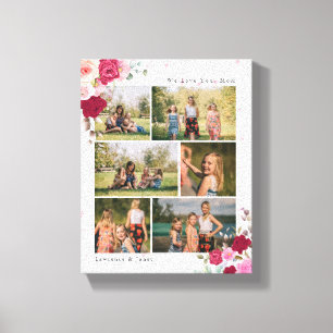 Impressão Em Tela Colagem de Fotografias Simples B&W Botânica Mãe 