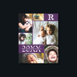 Impressão Em Tela Colagem de Fotos 6 da Família de Blocos de Cor Rox<br><div class="desc">Colagem de Fotos da Família 6 de Blocos de Cores Roxos Modernos - com sobrenome familiar personalizado, ano e letra inicial, tudo organizado em um layout elegante de grade. Este design moderno e elegante mostra 6 de suas próprias fotos lindamente. Disponível em várias cores para corresponder a qualquer decoração da...</div>