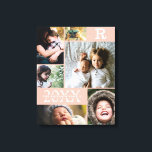 Impressão Em Tela Colagem de Fotos 6 da Família de Blocos de Cores L<br><div class="desc">Colagem de Fotos da Família 6 de Blocos de Cores Rosa Esmagados Modernos - com sobrenome personalizado da família, ano e letra inicial, tudo organizado em um layout elegante de grade. Este design moderno e elegante mostra 6 de suas próprias fotos lindamente. Disponível em várias cores para corresponder a qualquer...</div>