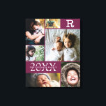 Impressão Em Tela Colagem de Fotos 6 da Família de Burgundy Moderna<br><div class="desc">Colagem Fotográfica da Família 6 do Burgundy Modern Burgundy - com sobrenome familiar personalizado, ano e letra inicial, tudo organizado em um layout elegante de grade. Este design moderno e elegante mostra 6 de suas próprias fotos lindamente. Disponível em várias cores para corresponder a qualquer decoração da sala. Faz um...</div>