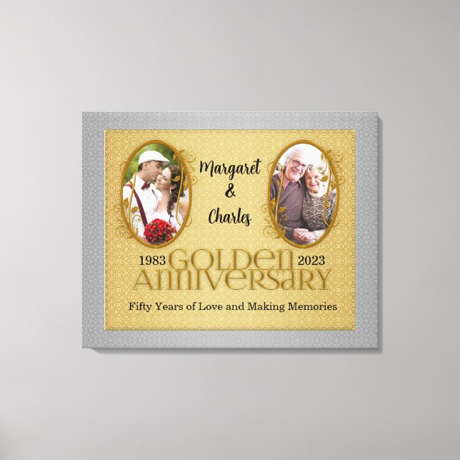 Impressão Em Tela Colagem de Fotos Annivosa do Ouro 30x24 50th (Frente)