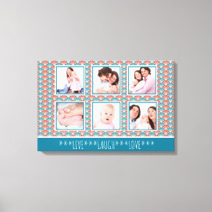 Impressão Em Tela Colagem de Fotos com Padrão de Leque Decorativo