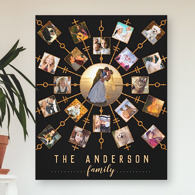 Impressão Em Tela Colagem de Fotos da Família 21 Imagens Preto Doura (Criador carregado)
