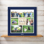 Impressão Em Tela Colagem de Fotos da Família Monograma Personalizad<br><div class="desc">Deixe sua família brilhar com esta clássica colagem personalizada de fotos. Basta carregar 6 das suas fotos favoritas e depois adicionar o seu monograma inicial, nome da família e ano ao quadrado central que tem uma aparência de linho superior a fundo. Altere a cor geral do plano de fundo para...</div>
