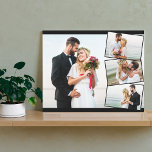 Impressão Em Tela Colagem de Fotos de Casamento com Montagem Vertica<br><div class="desc">Crie sua canvas de fotos de casamento única. O modelo de foto está pronto para que você adicione 4 de suas fotos favoritas que serão exibidas automaticamente como uma foto de fundo principal no formato paisagem, com as 3 fotos restantes sobrepostas em uma montagem zigzag. A design tem quadros de...</div>