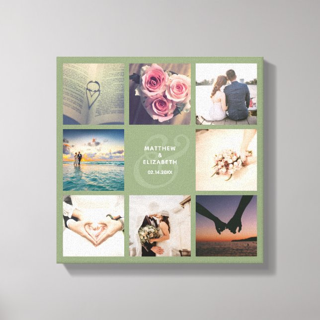 Impressão Em Tela Colagem de Fotos de Casamento de Ampersand Elegant (Frente)
