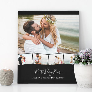 Impressão Em Tela Colagem de Fotos de Casamento Faixa de Imagem Zigz