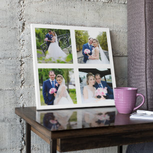 Impressão Em Tela Colagem de Fotos de Casamento Four Square Branco 0