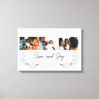 Impressão Em Tela Colagem de Fotos de Família com Letreiro de Amor e