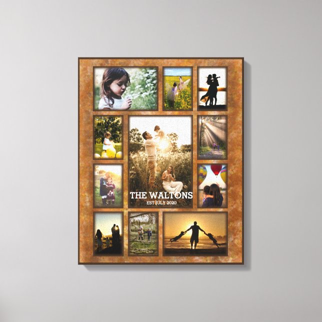 Impressão Em Tela Colagem de Fotos de Família em Moldura de Bronze F (Frente)