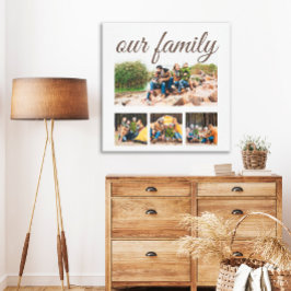 Impressão Em Tela Colagem de Fotos de Família Personalizada com Letr