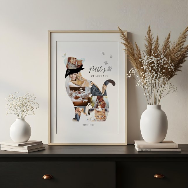 Impressão Em Tela Colagem de Fotos de Gato de Memória Afetuosa Memor (Criador carregado)