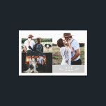 Impressão Em Tela Colagem de Fotos de Monograma de Folhas Rústicas M<br><div class="desc">Colagem de Fotos de Casamento Rústico Moderno Impressão em Tela com Monograma de Folha</div>