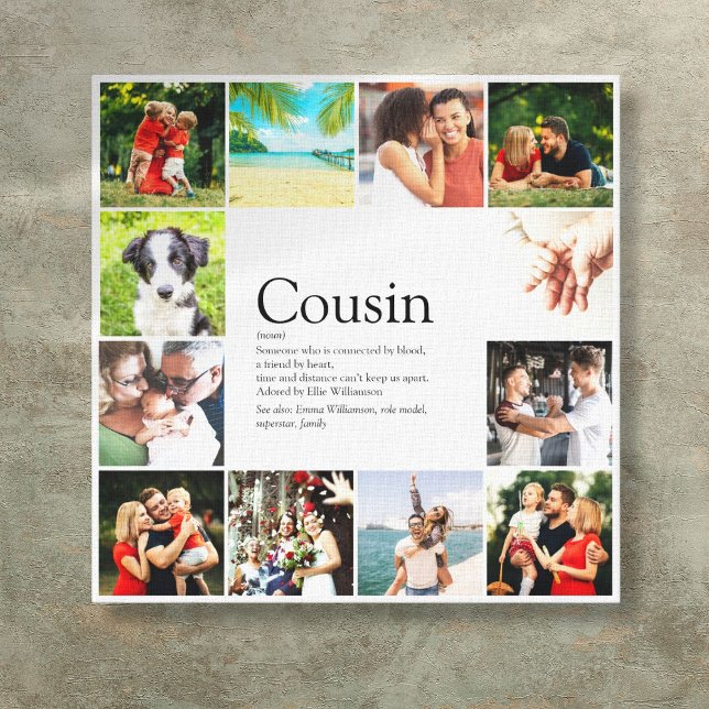 Impressão Em Tela Colagem de Fotos Divertida Moderna Definição de Pr (Modern Fun Photo Collage Cousin Definition Canvas Print)