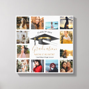 Impressão Em Tela Colagem de Fotos do formando Preto e Graduação Dou