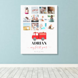 Impressão Em Tela Colagem de Fotos do Red Fire Truck Baby First Year